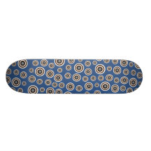 Blue, Brown & White Retro Circles Deck Skate Board