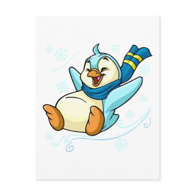 Blue Bruce sliding across ice Postcards by neopets