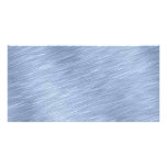 Blue Brushed Metal Textured Customized Photo Card