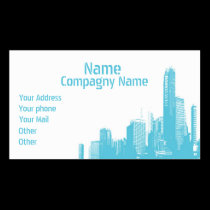Blue building business cards