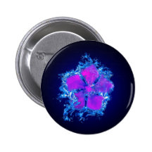 Blue Burnin' Flower Pinback Button