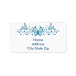 Blue butterfies and flowers custom address labels
