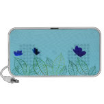 Blue butterflies and floral design speaker system