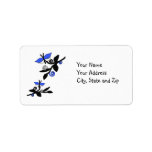 Blue butterflies on branches return address label