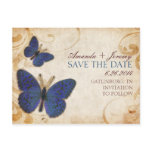 Blue Butterflies Vintage Save The Date Post Card