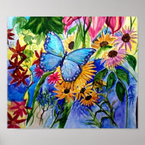 Blue Butterflly's Garden Print