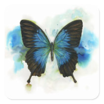 Blue Butterfly Any Occasion Stationery Square Sticker