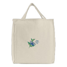 Blue Butterfly Embroidered Tote Bag - Customizable