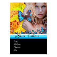 BLUE BUTTERFLY HAIR BEAUTY MAKEUP ARTIST monogram Business Card Template