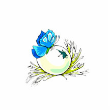 blue butterfly on white egg.png photo sculptures