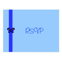 Blue Butterfly Ribbon RSVP Postcard