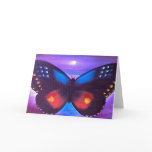 Blue Butterfly Sunset Painting - Multi cards