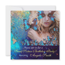 BLUE BUTTERFLY SWEET 16 PARTY  MONOGRAM