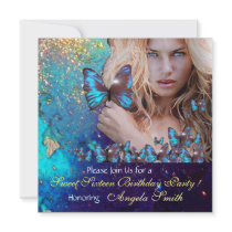BLUE BUTTERFLY SWEET 16 PARTY  MONOGRAM