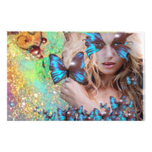 BLUE BUTTERFLY SWEET SIXTEEN PARTY STATIONERY