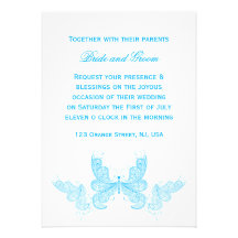 Blue butterfly wedding invitation