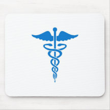 Blue Caduceus Mousepads