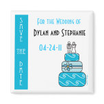 Blue Cake Save the Wedding Date Magnet
