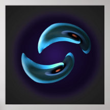 Blue Calla Yin Yang Abstract Poster