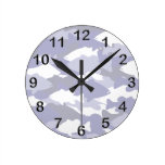 Blue Camo Bass Fishing Wall Clocks