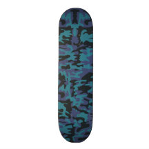 Blue camo pattern skate board deck