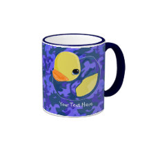 Blue Camo Rubber Ducky Mugs