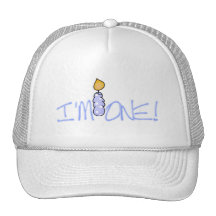 Blue Candle I'm One Birthday Trucker Hat