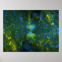 "Blue Candlelight" Fractal Art Posters