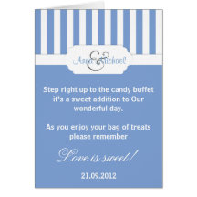 Blue candy stripe Candy Buffet Poem Card