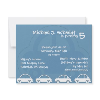 Blue Cars Card Boy's Birthday Invitations by EnduringMoments