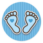 Blue cartoon baby feet with hearts stickers