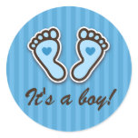 Blue cartoon baby feet with hearts stickers