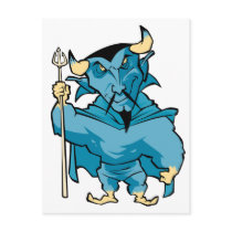 Blue Cartoon Devil Post Card