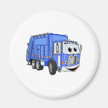 Blue Cartoon Garbage Truck Cartoon Magnet