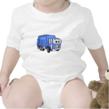 Blue Cartoon Garbage Truck Cartoon Tee Shirts