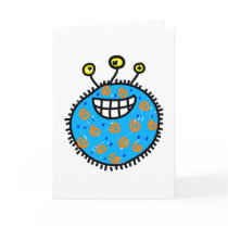 Blue Cartoon Germ Card
