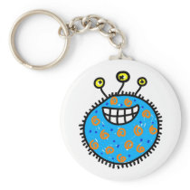 Blue Cartoon Germ Keychain