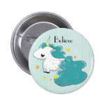 Blue cartoon unicorn with stars button buttons