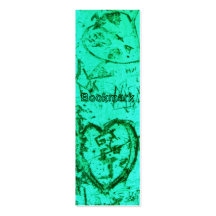 Blue Carved Graffiti Heart BOOKMARK Business Card Template