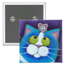 Blue Cat and Mouse Button