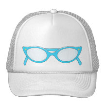 Blue Cat Eye Glasses Trucker Hat