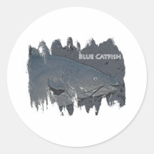 Blue Catfish Logo Round Stickers