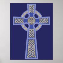 Blue Celtic Cross Poster