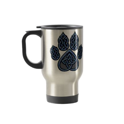 Blue Celtic Pawprint Travel Mug by cgafford