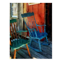 Blue Chair Against Red Door Post Cards