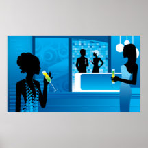 Blue Champagne Party Poster