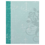 blue chandelier and vintage writing letterhead