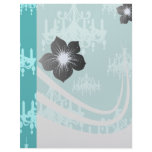 blue chandelier damask on blue aqua customized letterhead