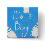 Blue Checkerboard It's A Boy! Button