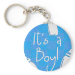 Blue Checkerboard It's A Boy! Key Chain